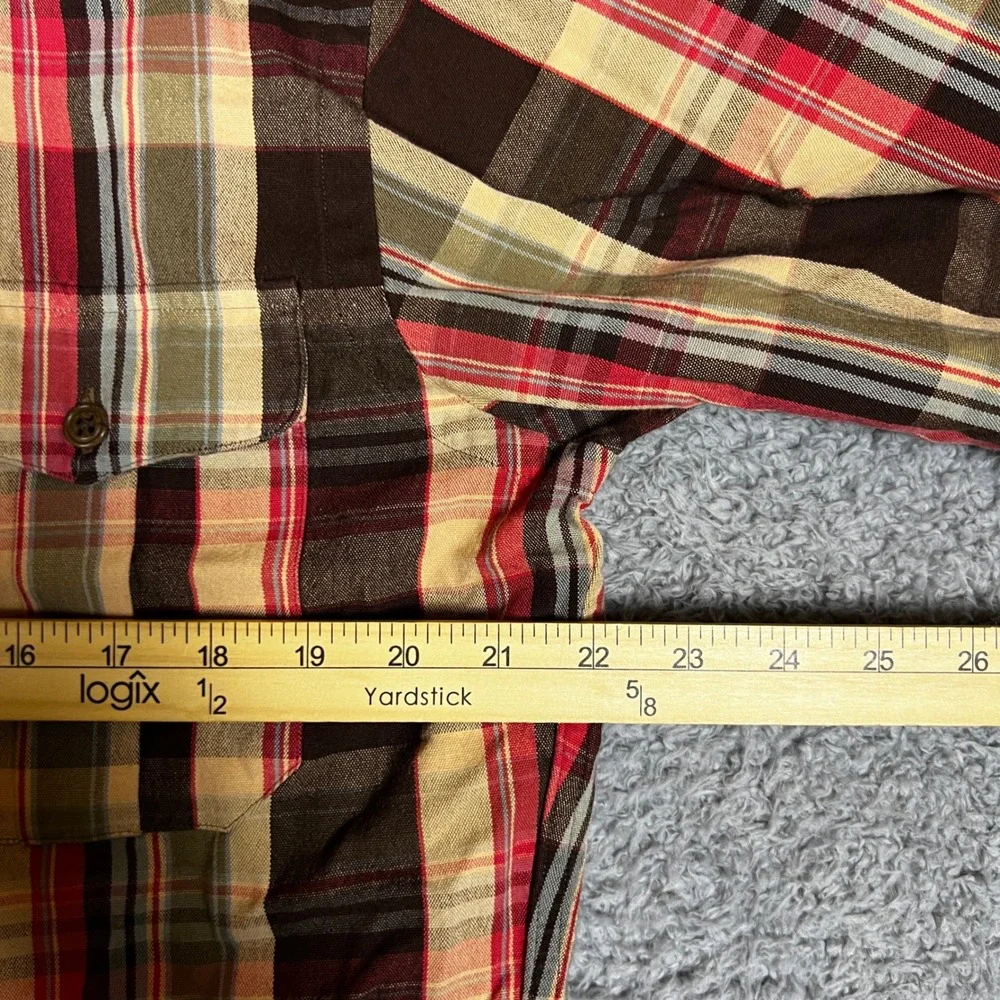 Polo Ralph Lauren Button Down Shirt Mens S Brown‎ Excellent Plaid Elbow Patches